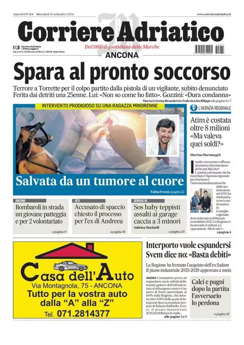 Prima-pagina-corriere adriatico-edizione-di-oggi-25-09-2024